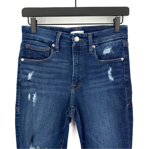 GOOD AMERICAN Good Legs Crop Skinny Jeans Blue Denim 4/27 - Picture 2 of 11